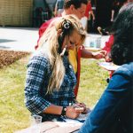 Sabrina als Dachdeckerin und Moderatorin eines Promotion-Events in Weimar.