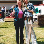 Sabrina als Dachdeckerin und Moderatorin eines Promotion-Events in Weimar.