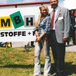 Sabrina als Dachdeckerin und Moderatorin eines Promotion-Events in Weimar.