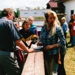 Sabrina als Dachdeckerin und Moderatorin eines Promotion-Events in Weimar.