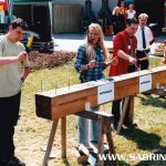 Sabrina als Dachdeckerin und Moderatorin eines Promotion-Events in Weimar.