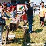 Sabrina als Dachdeckerin und Moderatorin eines Promotion-Events in Weimar.