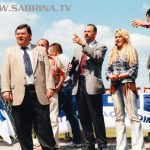 Sabrina als Dachdeckerin und Moderatorin eines Promotion-Events in Weimar.