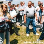 Sabrina als Dachdeckerin und Moderatorin eines Promotion-Events in Weimar.