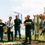 Sabrina als Dachdeckerin und Moderatorin eines Promotion-Events in Weimar.